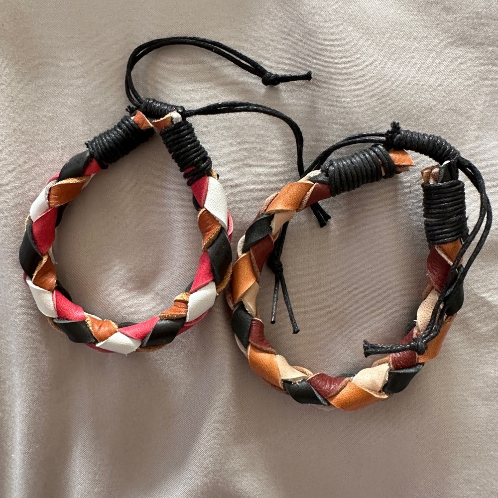 Handmade Braided Leather Bali Elf Bracelets in Multicolor